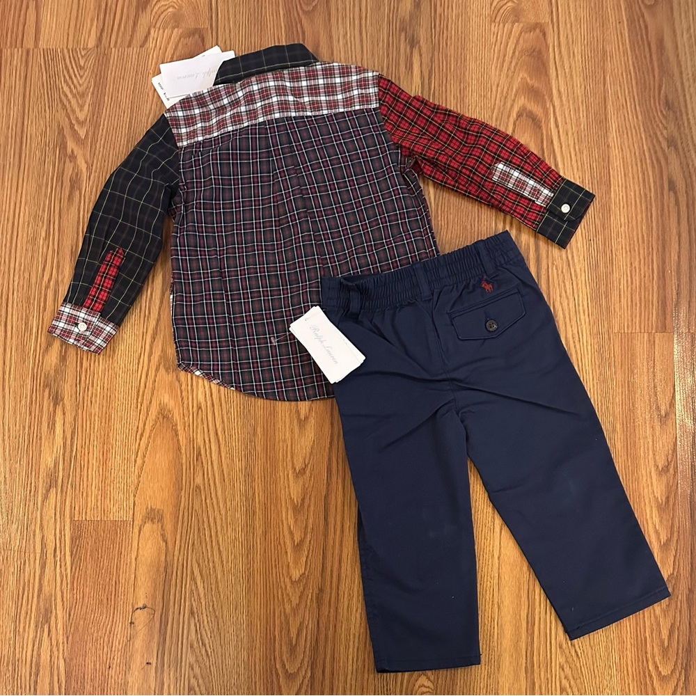 Polo Ralph Lauren Toddlers Knit Cotton Cardigan & Plaid Fun Shirt & Pant, 18M - Picture 6 of 6